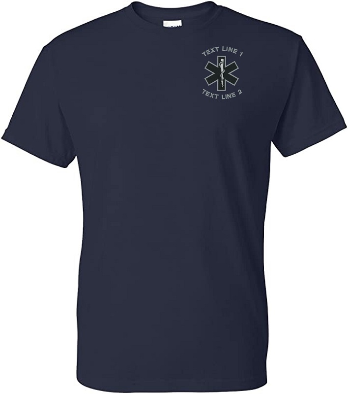 Star of Life Black & Gray Tee Embroidered #103 (image for) Star of Life Black & Gray Tee Embroidered #103