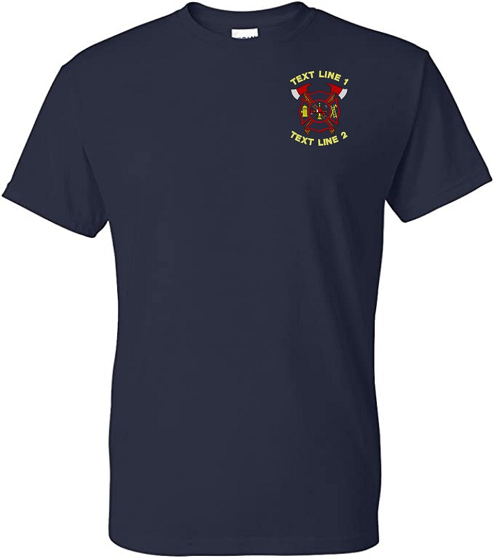 (image for) Firefighter Maltese Cross w/ Axes Tee Embroidered #172