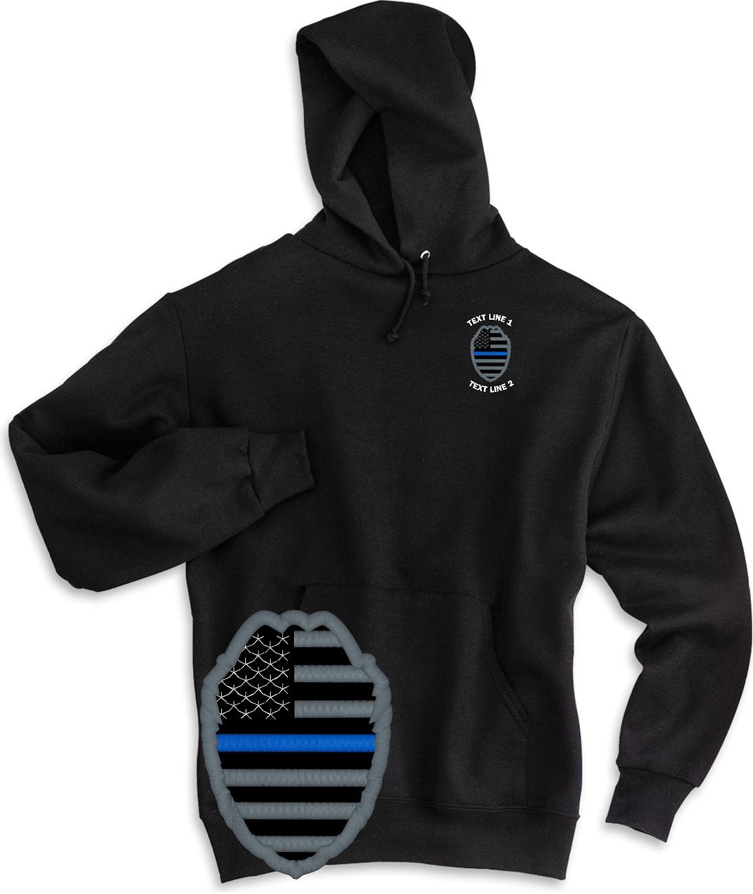 Thin Blue Line Flag Badge Hoodie (image for) Thin Blue Line Flag Badge Hoodie