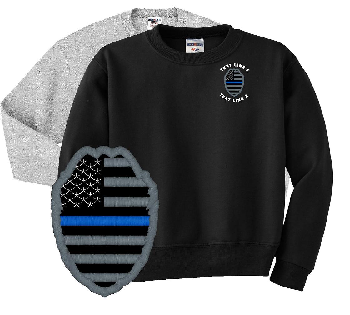 Thin Blue Line Flag Badge Sweatshirt (image for) Thin Blue Line Flag Badge Sweatshirt